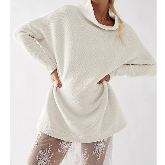 Free People NWOT Ottoman Slouchy Ecru Ivory Tunic Heavy Ribbed Sweater XS - Picture 1 of 9